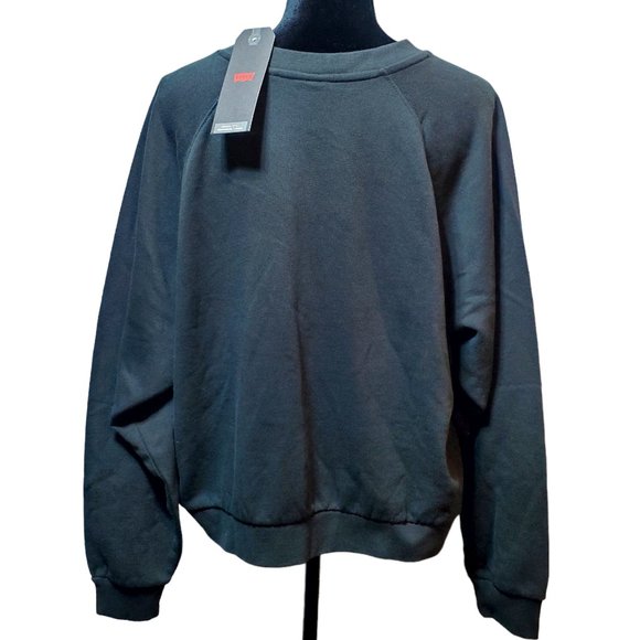 Levi's logo print longsleeve crewneck fleece sweatshirt blue 2x plus size - Picture 3 of 7